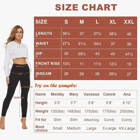 Gayhay Buttery Soft High Waist Leg Pocket Fleece Lined Leggings Brown - Picture 15 of 16